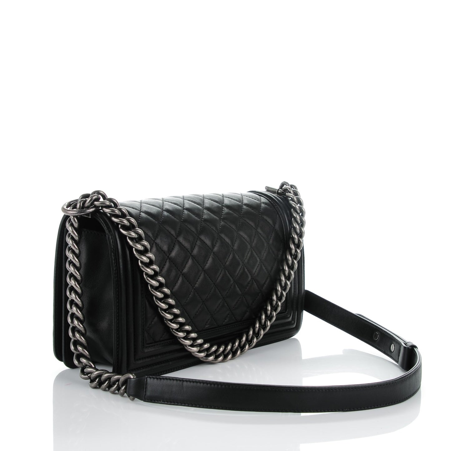 Lambskin Quilted Medium Boy Flap Black