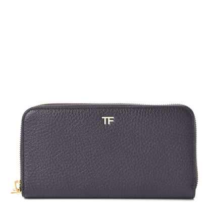 Tom Ford Grained Calfskin TF Zip Around Wallet Dark Purple 1 of 9