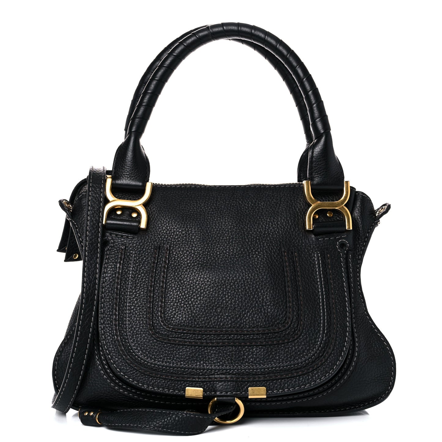 Calfskin Small Marcie Satchel Black