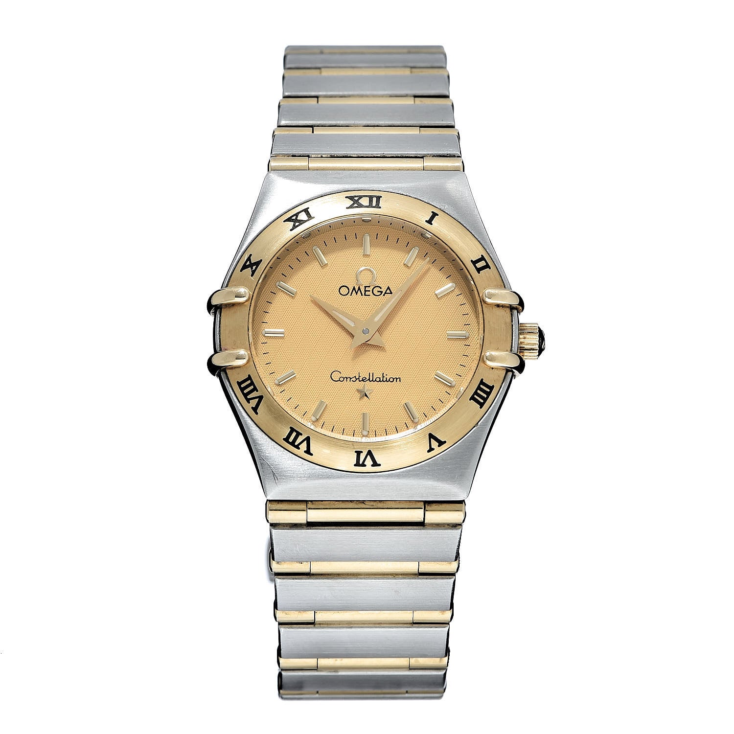 Omega Stainless Steel 18K Yellow Gold 25mm Constellation 95 Quartz Watch Champagne 1272.10.00 1 of 7