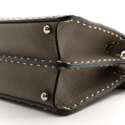 Fendi Vitello Granato Camoscio Selleria Macro Stitchings Small Peekaboo I SEE U Satchel Tartufo 10 of 13
