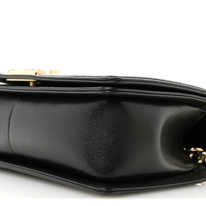 Chanel Caviar Chevron Quilted Medium Boy Flap Black 10 of 11