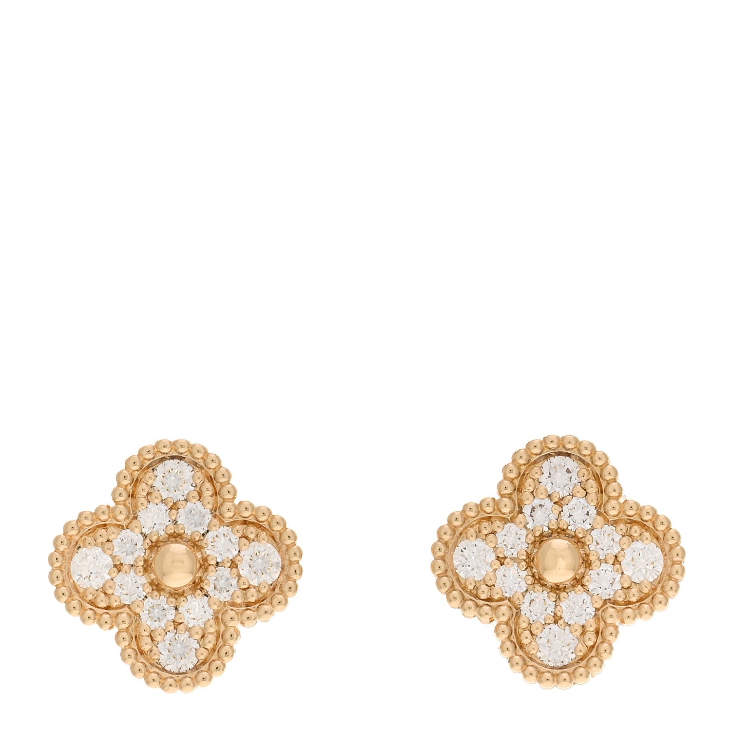 Van Cleef & Arpels 18K Yellow Gold Diamond Vintage Alhambra Earrings 1 of 5