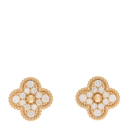 Van Cleef & Arpels 18K Yellow Gold Diamond Vintage Alhambra Earrings 1 of 5