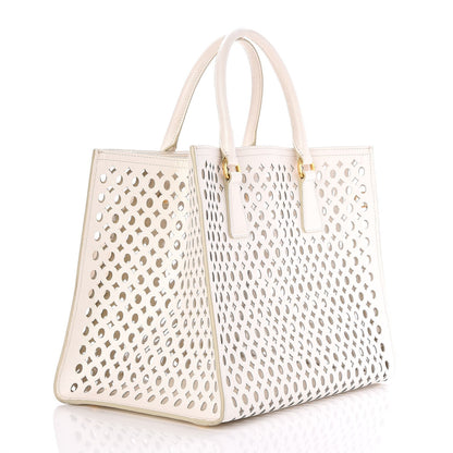 Prada Saffiano Perforated Tote Talco 3 of 14