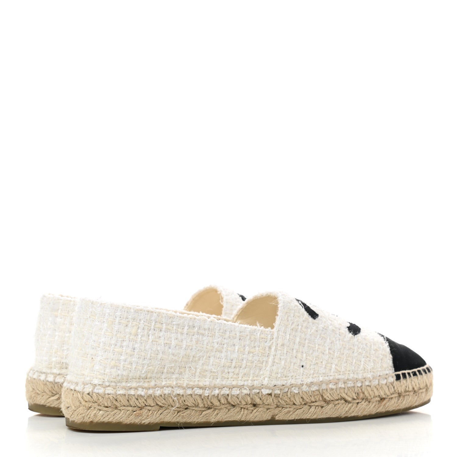 Chanel Tweed Grosgrain CC Espadrilles 41 White Black 4 of 8