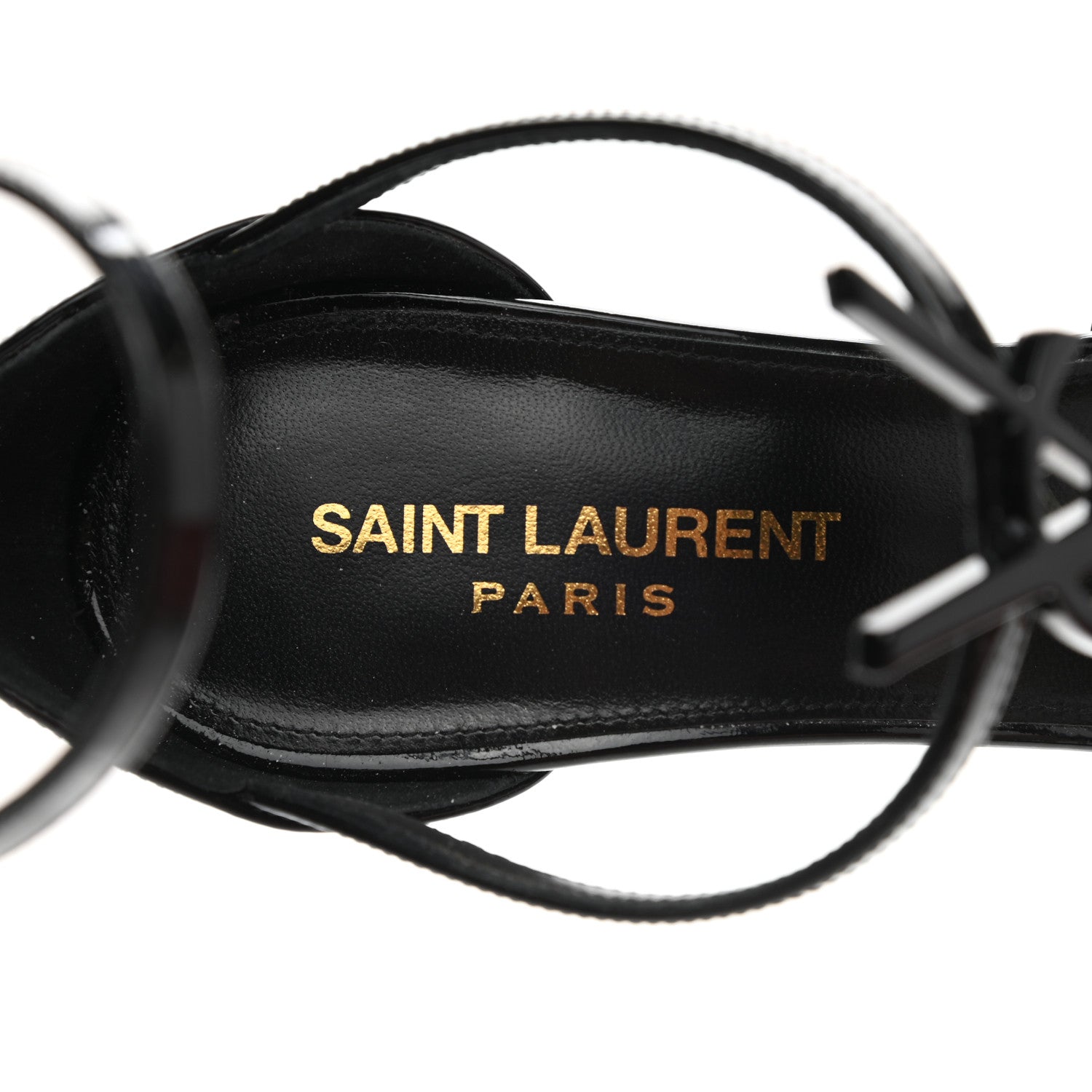Saint Laurent Patent Calfskin Cassandra 110 Sandals 37.5 Black 7 of 9