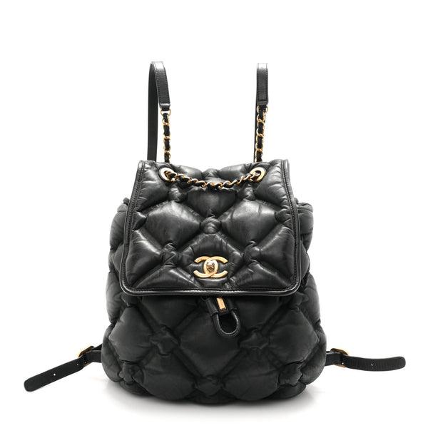 Chanel Iridescent Calfskin Quilted Chesterfield Backpack Black