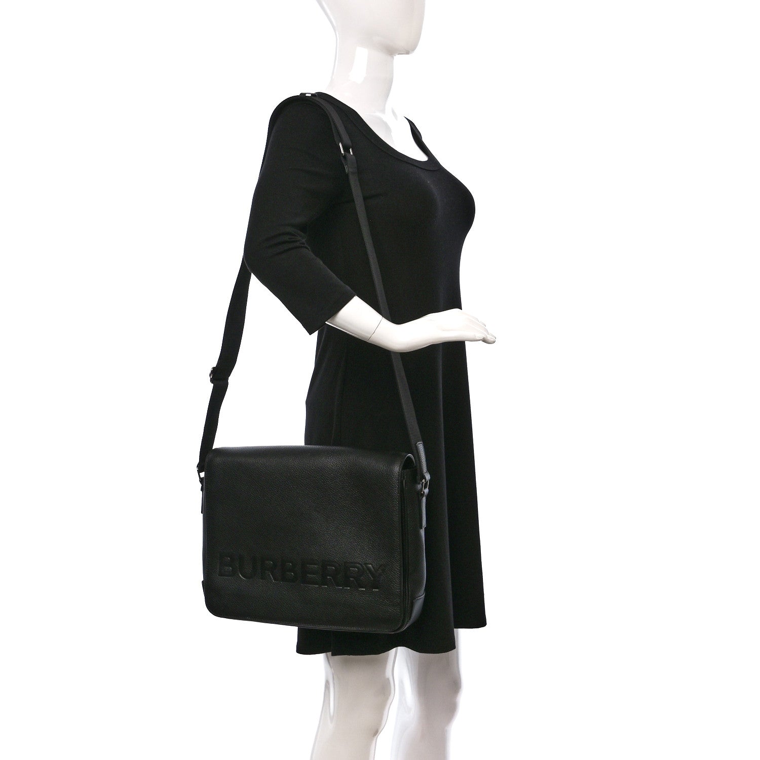 Burberry Grainy Calfskin Embossed Bruno Messenger Black 2 of 8