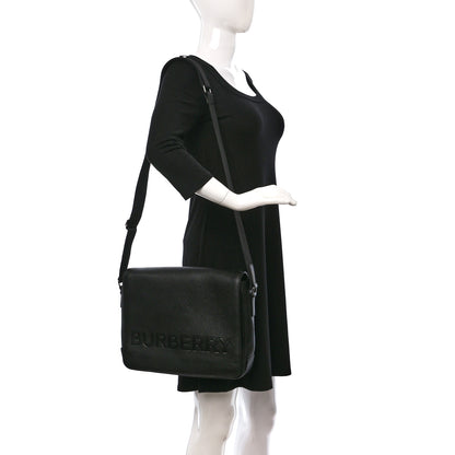 Burberry Grainy Calfskin Embossed Bruno Messenger Black 2 of 8