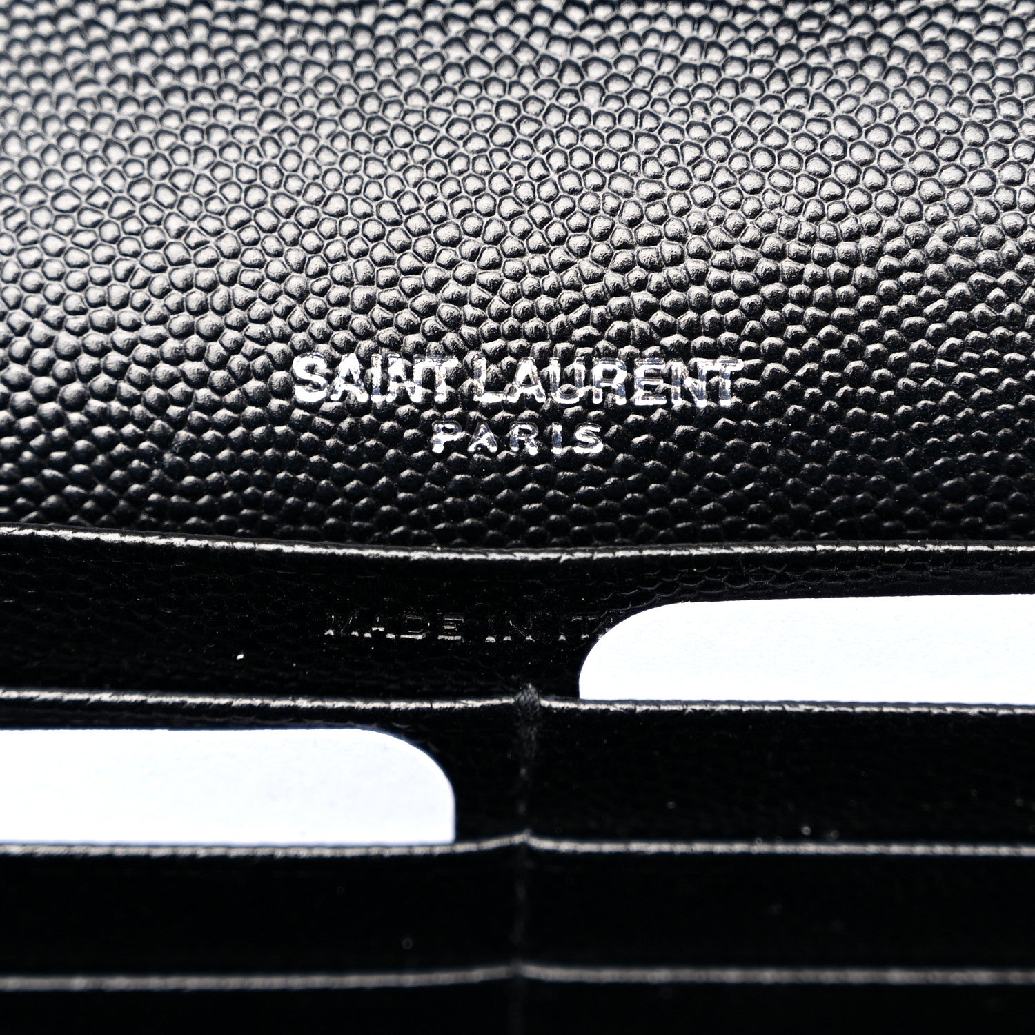 Saint Laurent Grain De Poudre Matelasse Chevron Monogram Chain Wallet Black 6 of 9