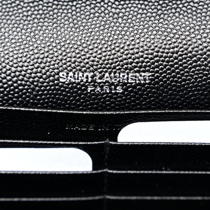 Saint Laurent Grain De Poudre Matelasse Chevron Monogram Chain Wallet Black 6 of 9