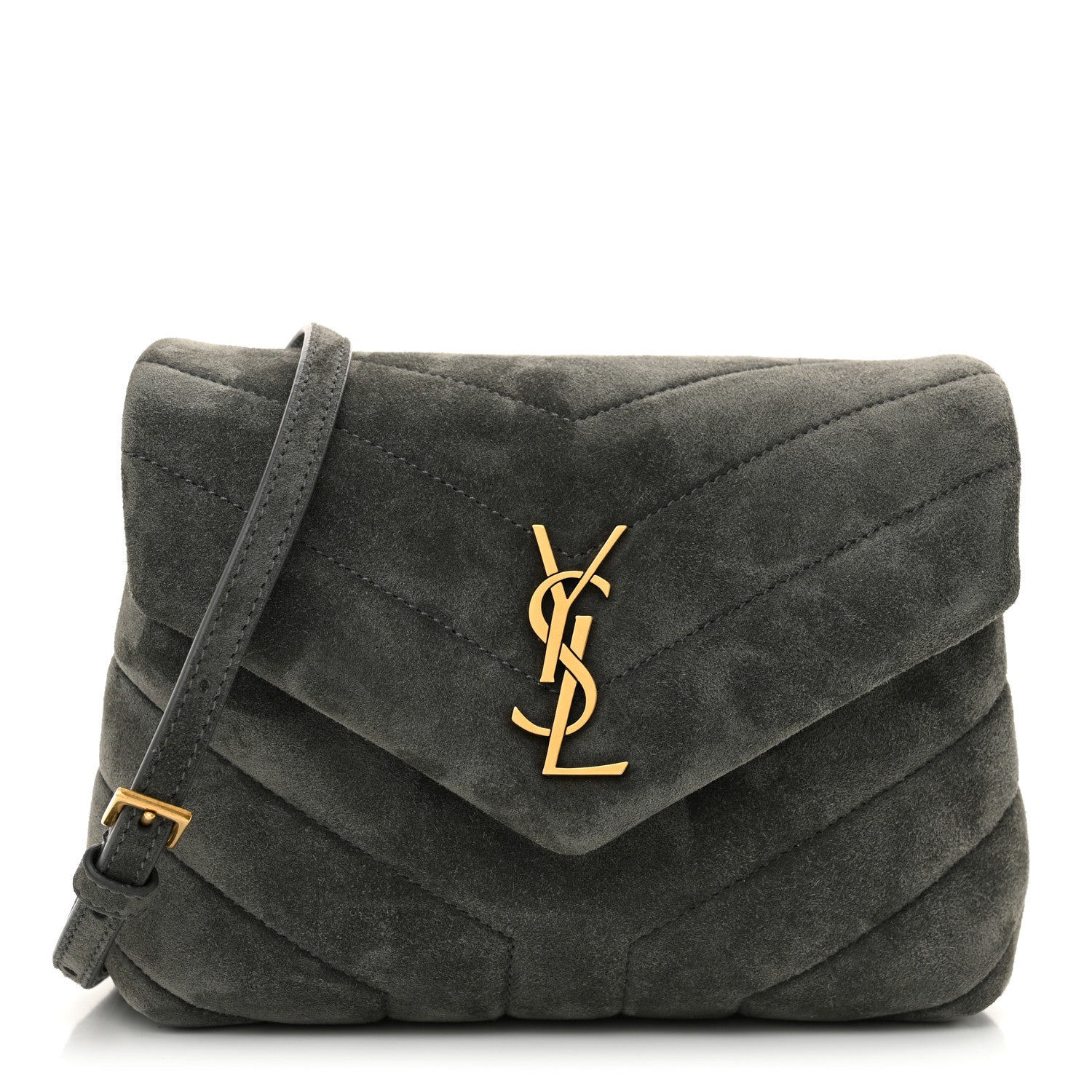Saint Laurent Suede Y Quilted Monogram Toy Loulou Crossbody Bag Storm 1 of 10
