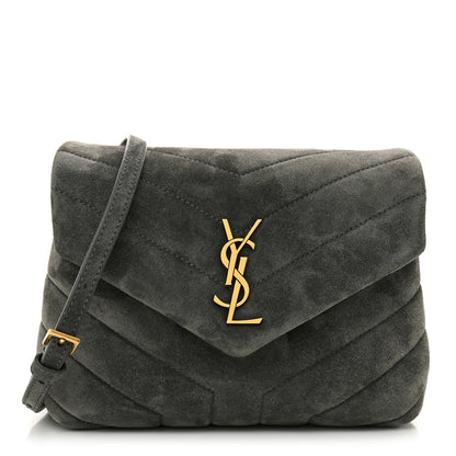 Saint Laurent Suede Y Quilted Monogram Toy Loulou Crossbody Bag Storm 1 of 10