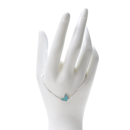 Van Cleef & Arpels 18K White Gold Turquoise Sweet Alhambra Butterfly Bracelet 2 of 7