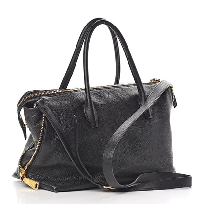 Miu Miu Goatskin Madras Zip Tote Black 3 of 22