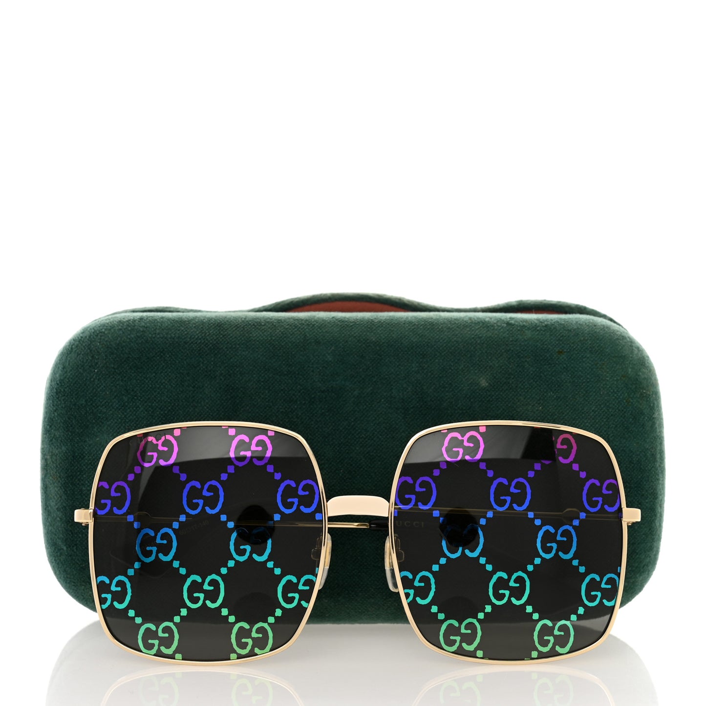 Metal Rectangular Frame Sunglasses GG0414S Gold Multicolor