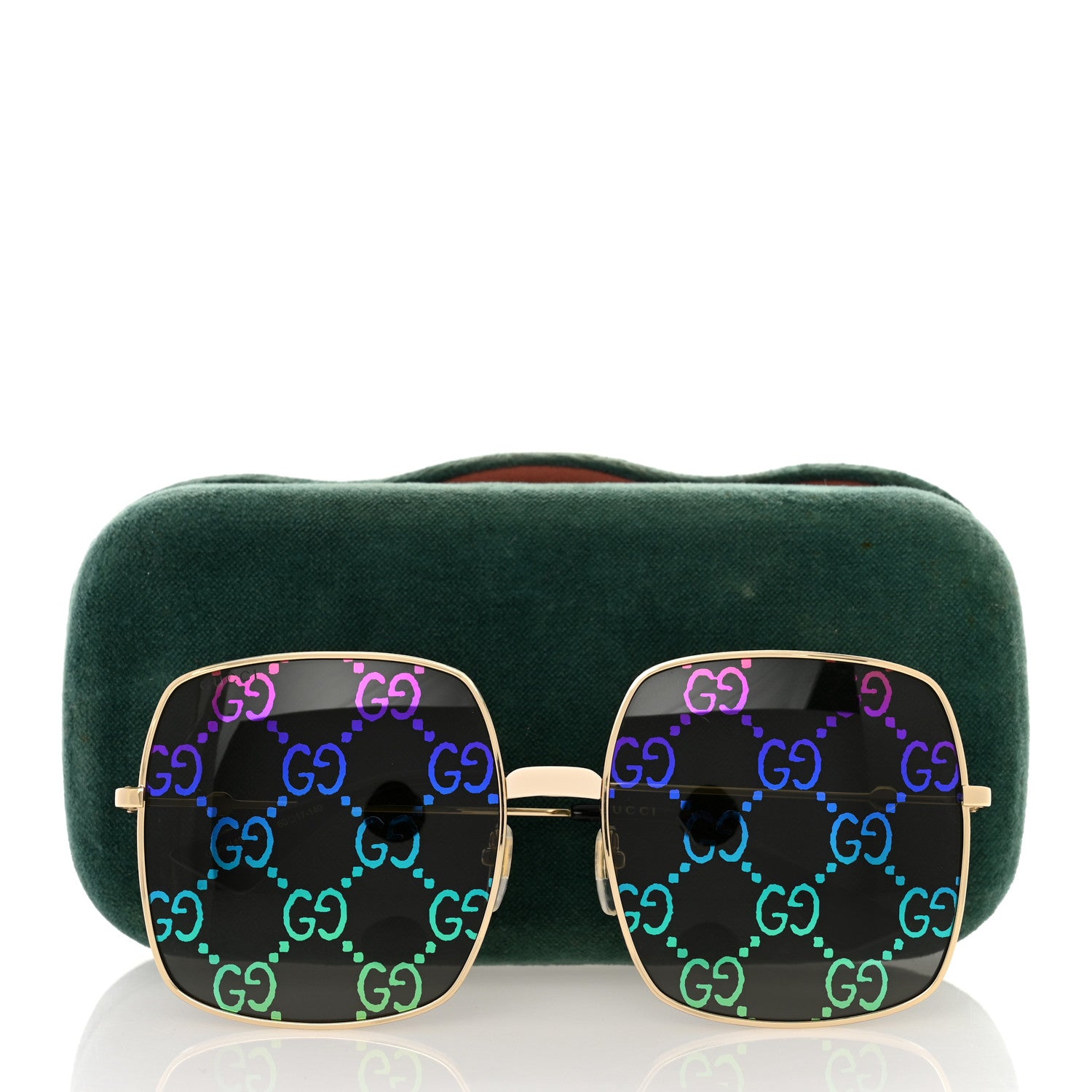 Gucci Metal Rectangular Frame Sunglasses GG0414S Gold Multicolor 10 of 10
