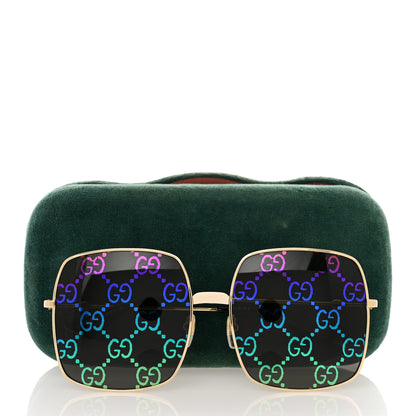 Gucci Metal Rectangular Frame Sunglasses GG0414S Gold Multicolor 10 of 10