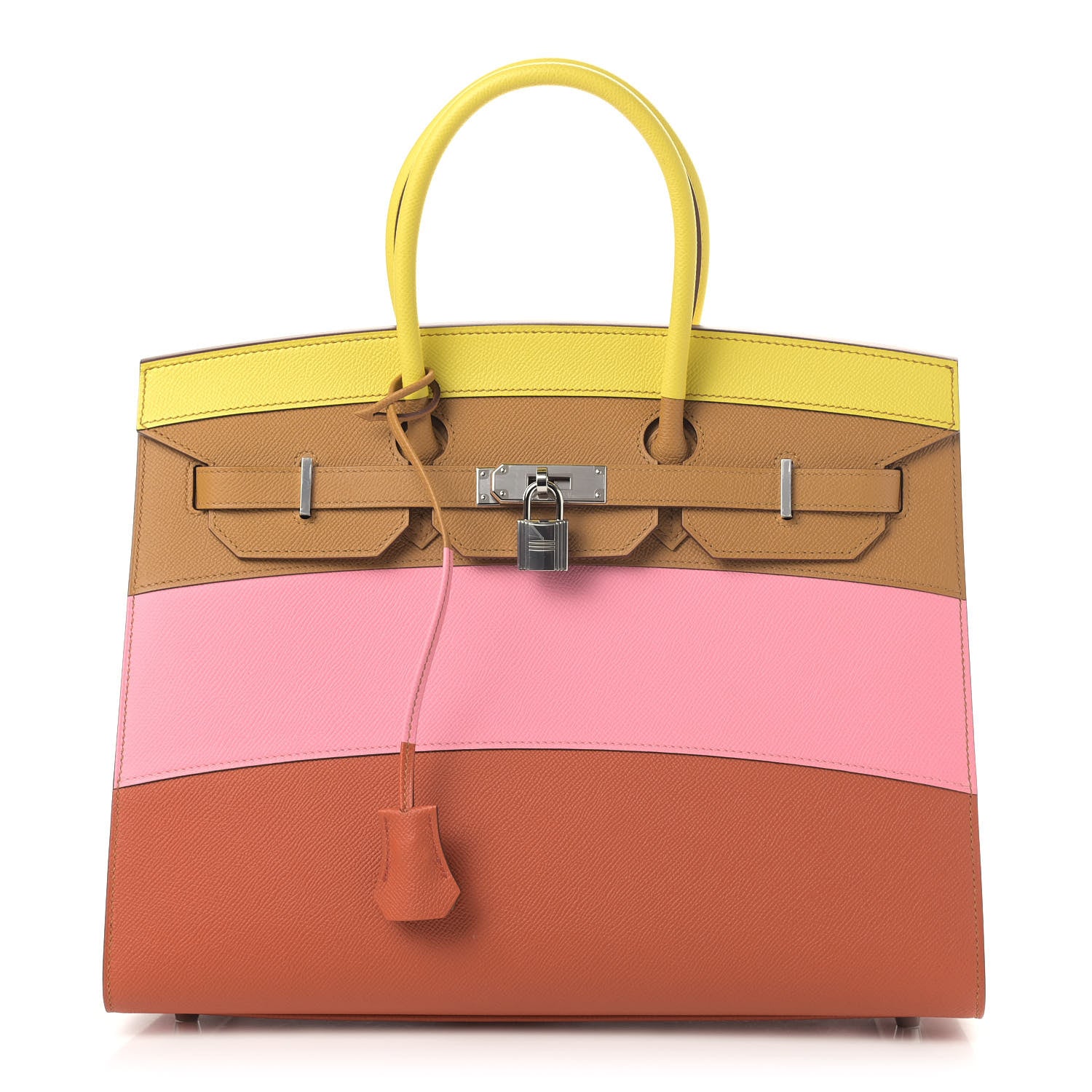 Hermes Epsom Sunrise Birkin Sellier 35 Lime Sesame Rose Confetti Terre Battue 1 of 10