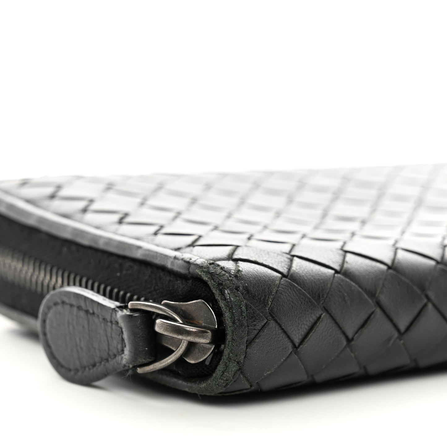 Nappa Intrecciato Zip Around Wallet Black