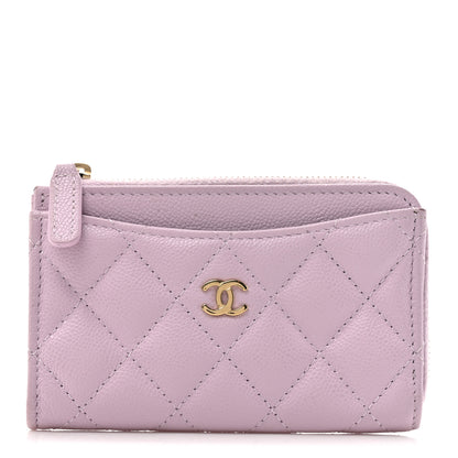 Chanel Caviar Quilted CC Zip Around Card Holder Light Purple 1 of 12