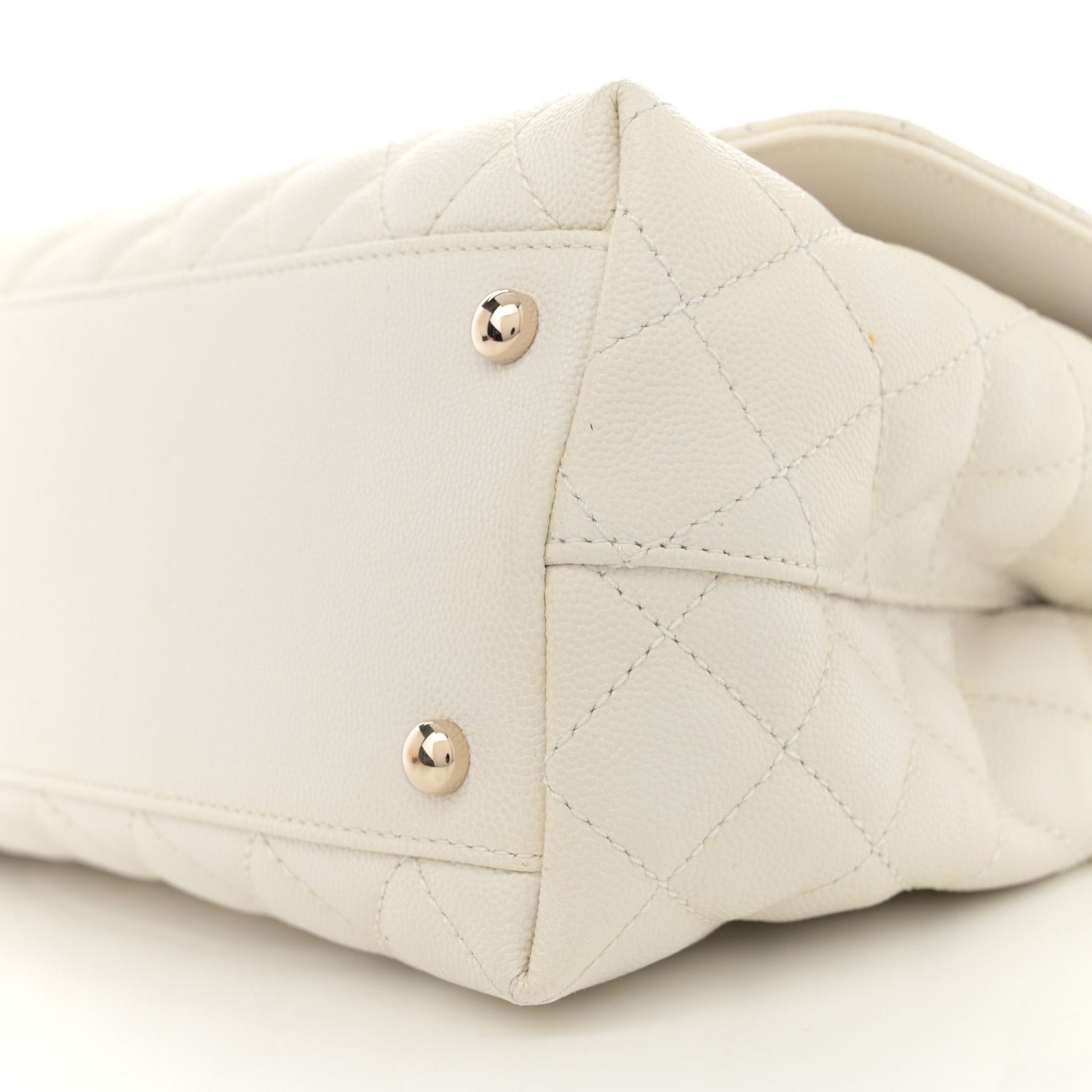Chanel Caviar Quilted Small Coco Handle Flap White 10 of 11