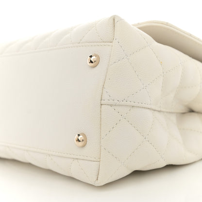Chanel Caviar Quilted Small Coco Handle Flap White 10 of 11