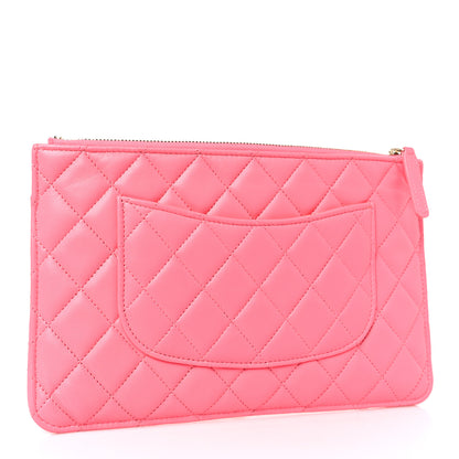 Chanel Lambskin Quilted Sunset Boulevard Pouch Case Coral Orange 4 of 10