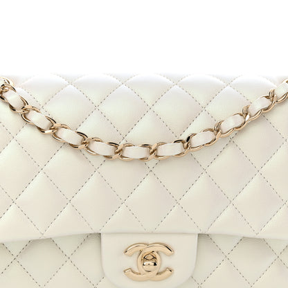 Chanel Iridescent Calfskin Quilted Medium Double Flap White 8 of 12