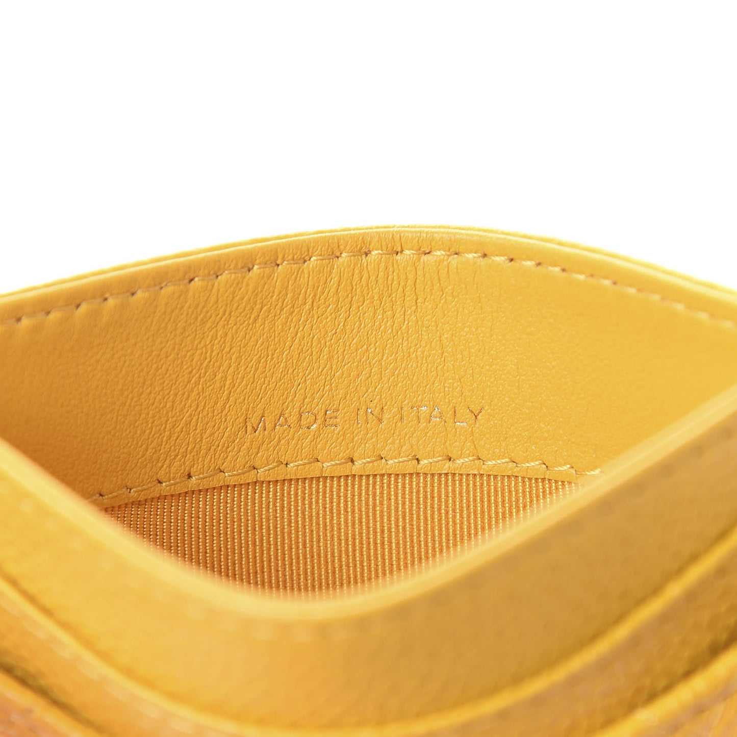 Caviar Quilted Card Holder Yellow