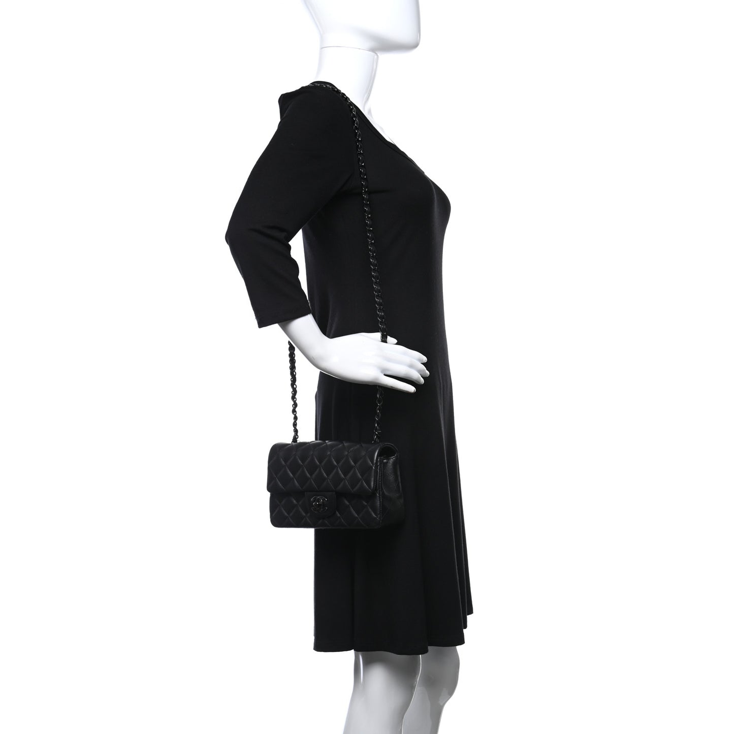 Lambskin Quilted Mini Rectangular Flap So Black