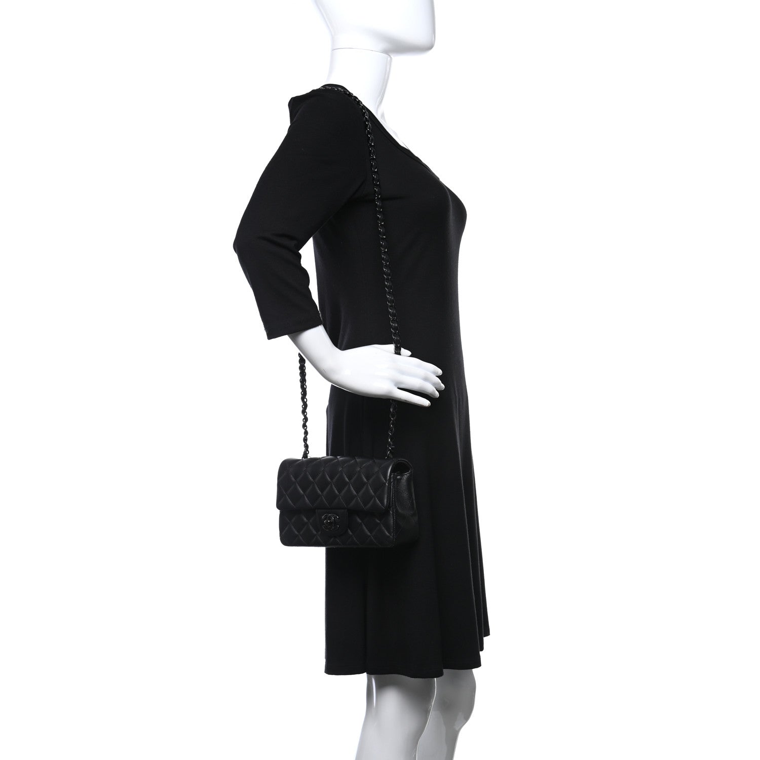 Chanel Lambskin Quilted Mini Rectangular Flap So Black 2 of 8