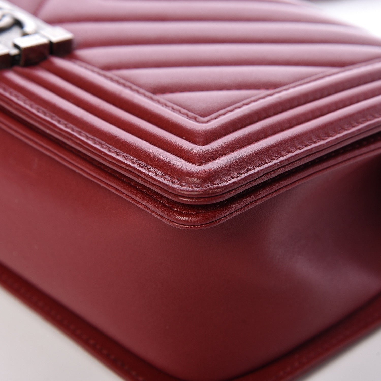 Chanel Calfskin Chevron Quilted Medium Boy Flap Dark Red 12 of 18