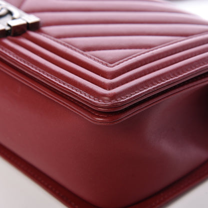 Chanel Calfskin Chevron Quilted Medium Boy Flap Dark Red 12 of 18