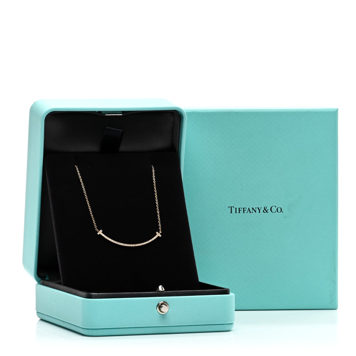 18K Yellow Gold Diamond Small T Smile Pendant Necklace