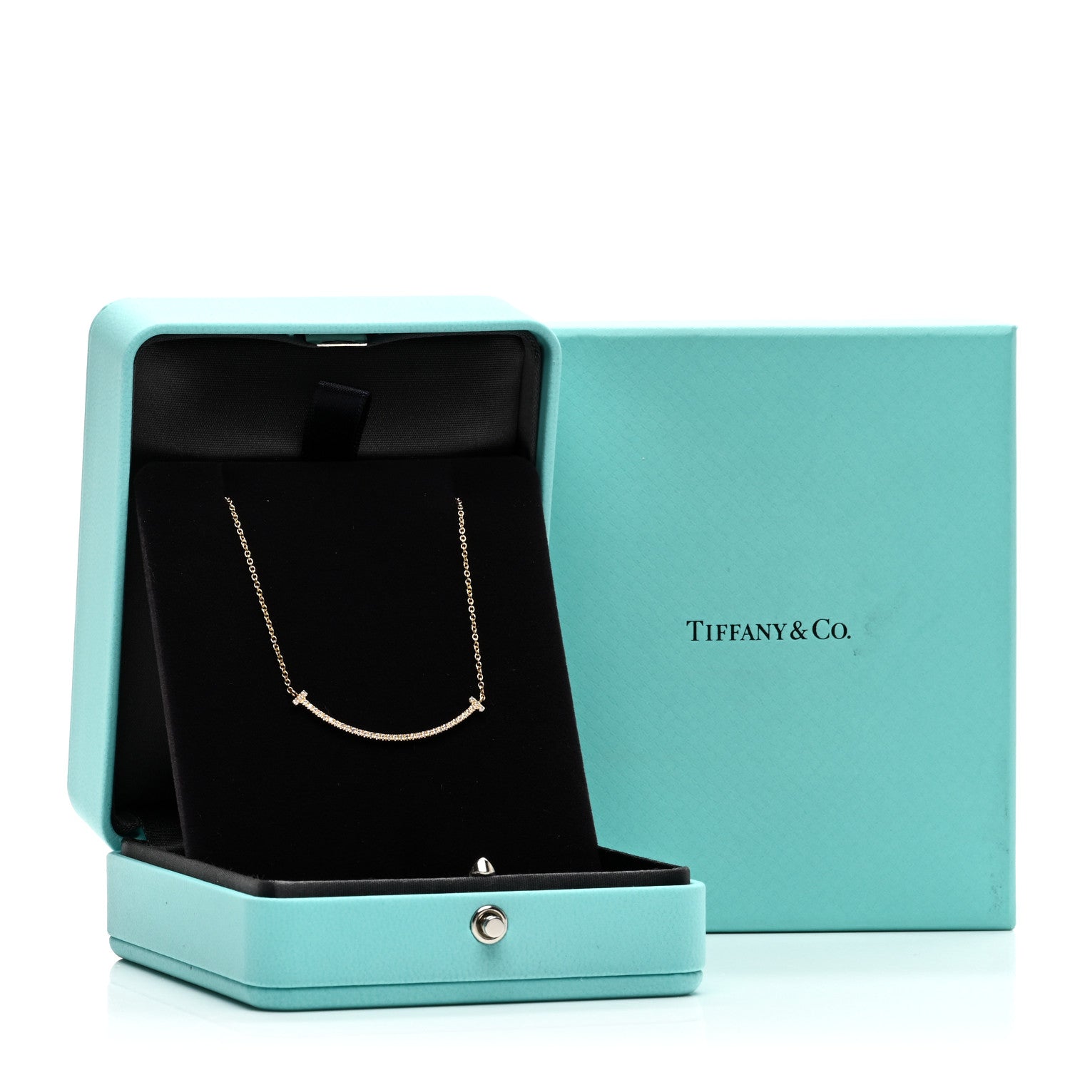 Tiffany 18K Yellow Gold Diamond Small T Smile Pendant Necklace 5 of 5