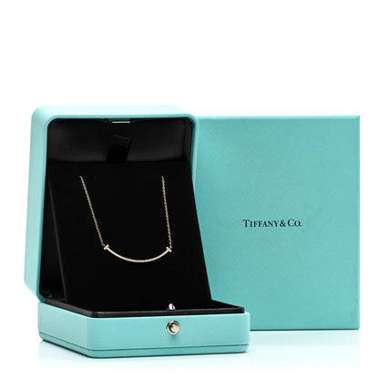 Tiffany 18K Yellow Gold Diamond Small T Smile Pendant Necklace 5 of 5