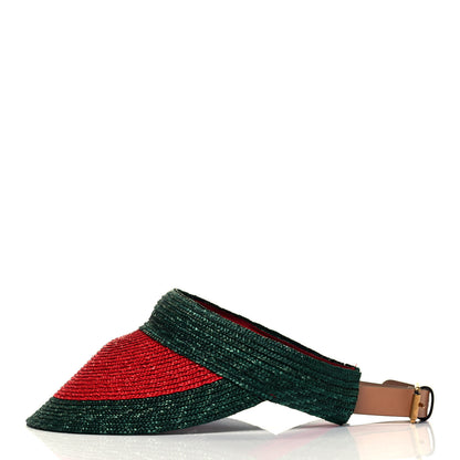 Gucci Raffia Web Visor S Green Red 3 of 6