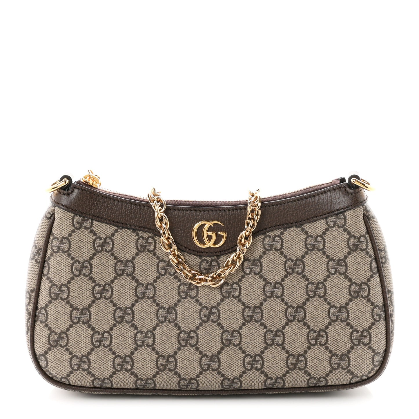 GG Supreme Monogram Textured Dollar Calfskin Web Small Ophidia GG Handbag Beige Ebony New Acero