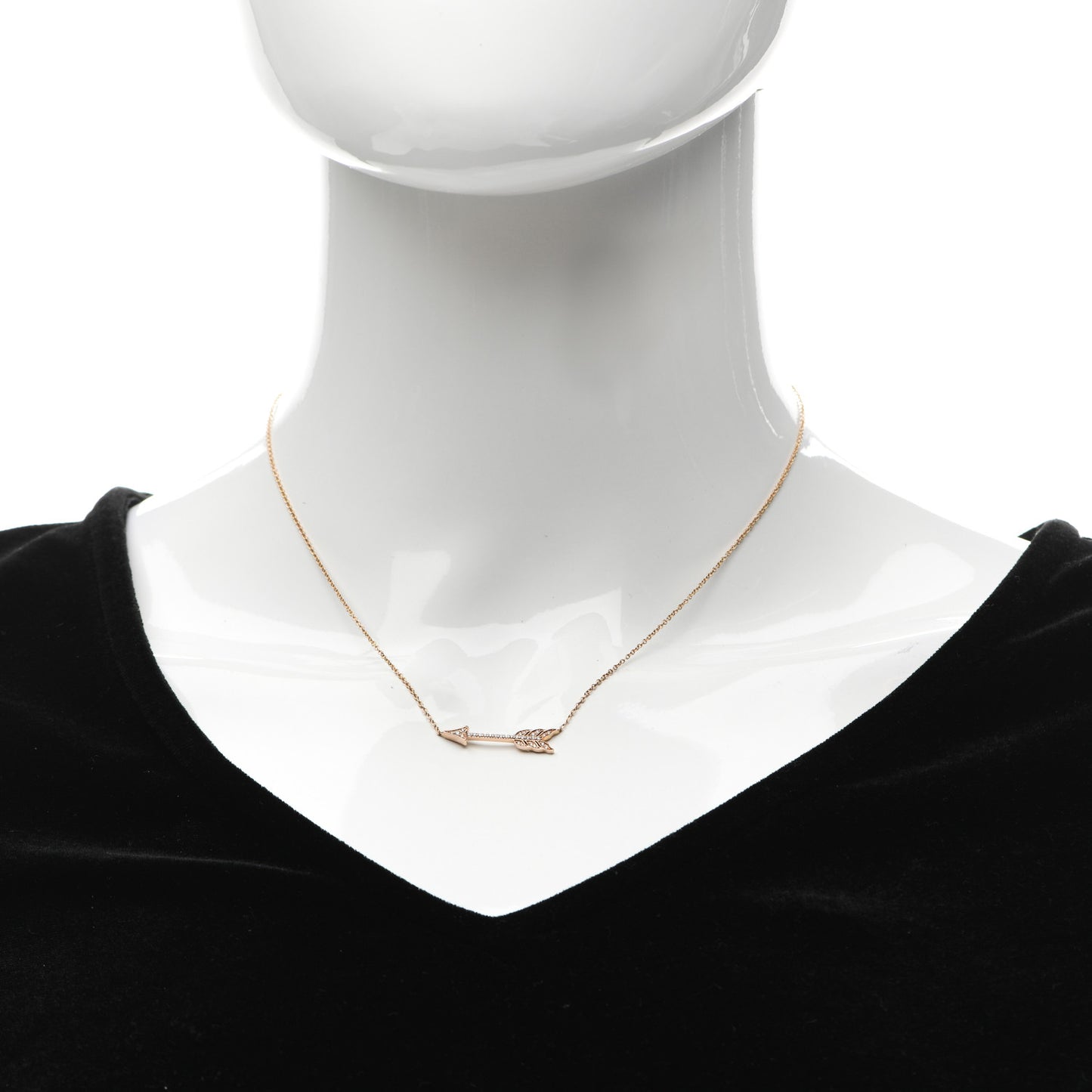18K Rose Gold Diamond Arrow Pendant Necklace
