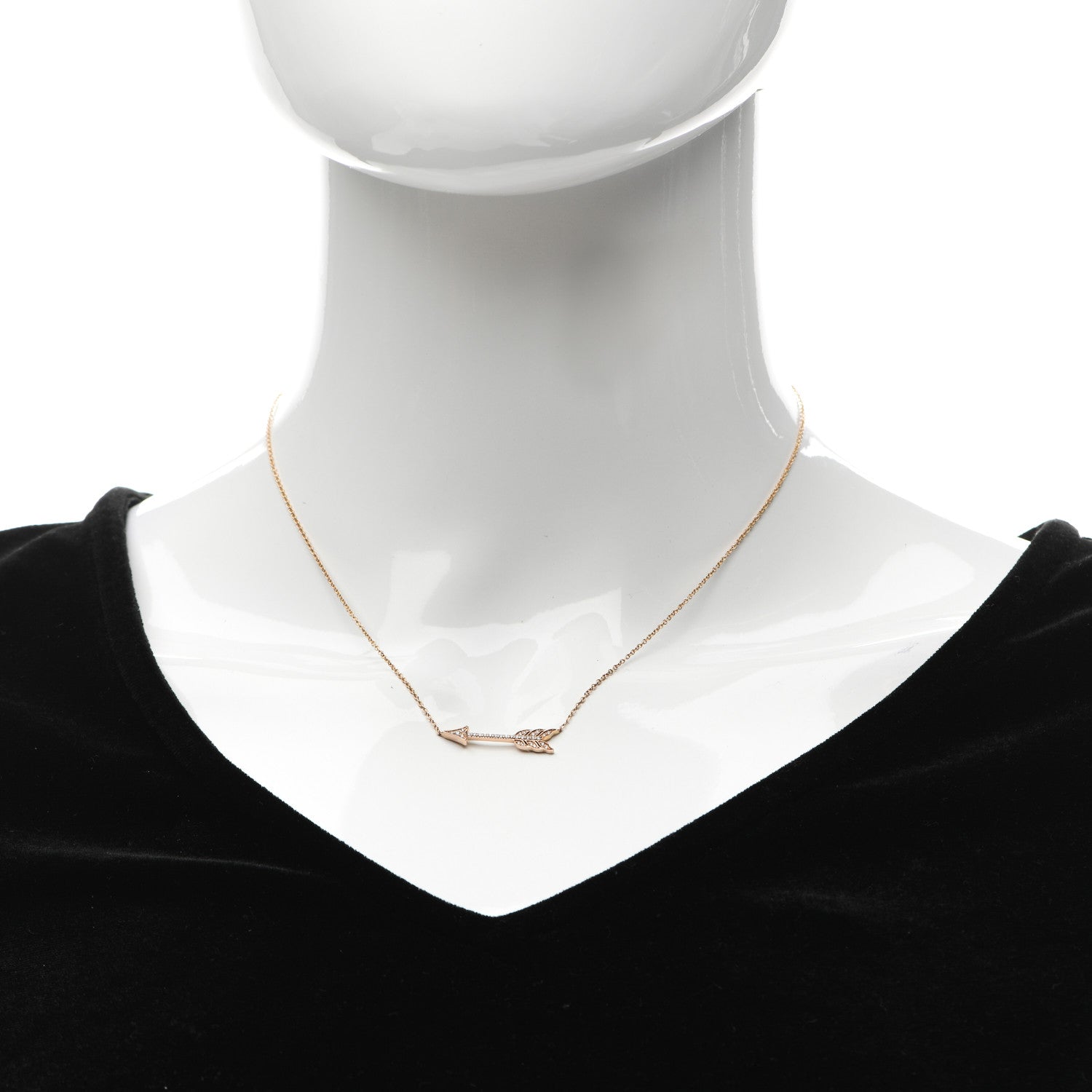 Tiffany 18K Rose Gold Diamond Arrow Pendant Necklace 2 of 5