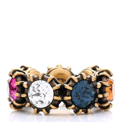 Gucci Tigerhead Crystal Ring 53 6.25 Aged Gold Multicolor 3 of 7