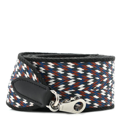 Hermes Toile Swift 50mm Sangle ZigZag Shoulder Strap Black White Deep Blue 1 of 5