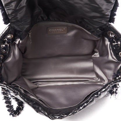 Chanel Vinyl Mohair Trimmed Accordion Arctic Polar Ice Flap Black 4 of 8