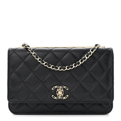 Chanel Lambskin Quilted Trendy CC Wallet On Chain WOC Black 1 of 12