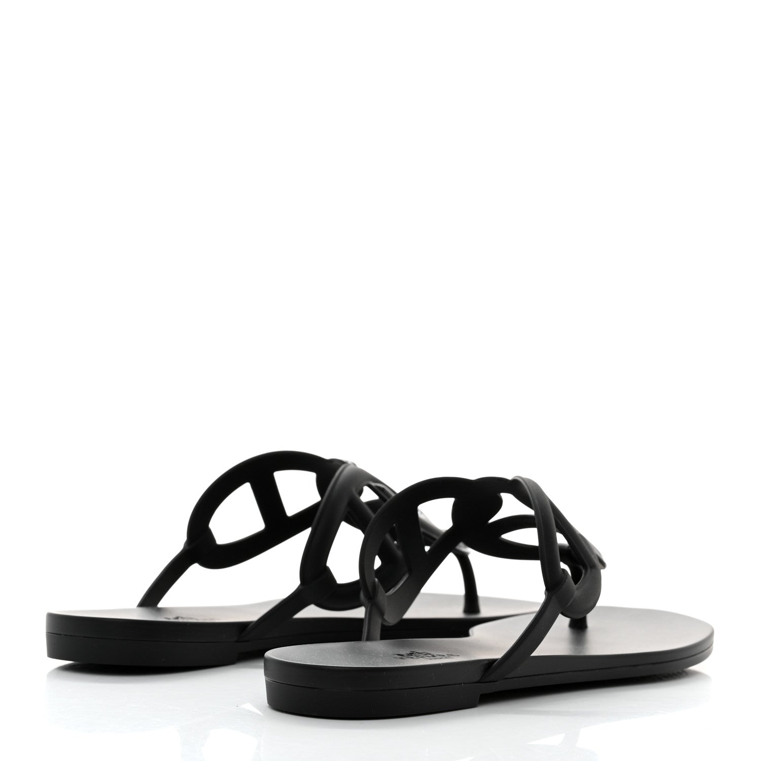 Hermes Rubber Womens Egerie Sandals 38 Black 4 of 9