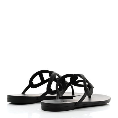 Hermes Rubber Womens Egerie Sandals 38 Black 4 of 9