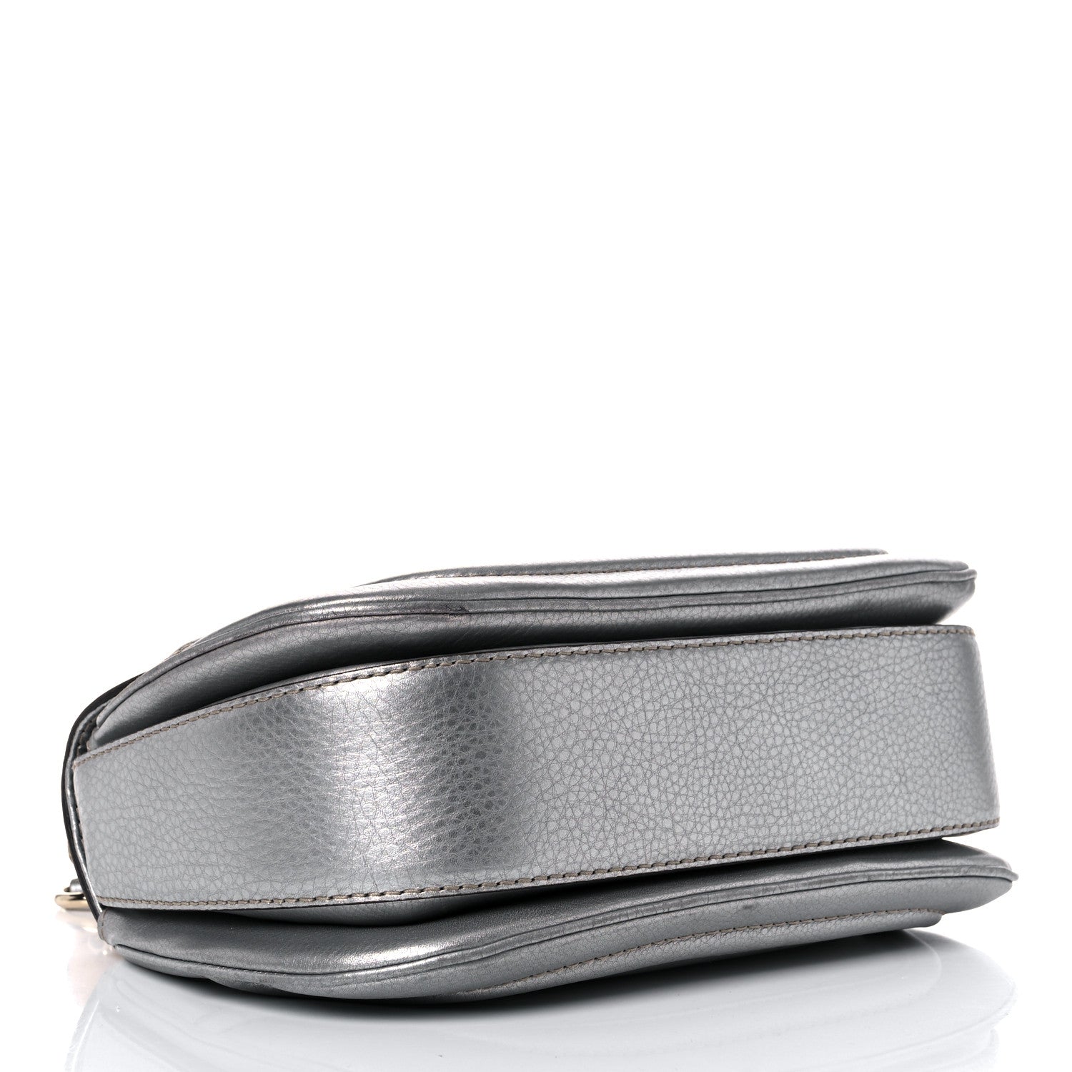 Gucci Metallic Calfskin Medium New Bamboo Top Handle Bag Silver 5 of 17