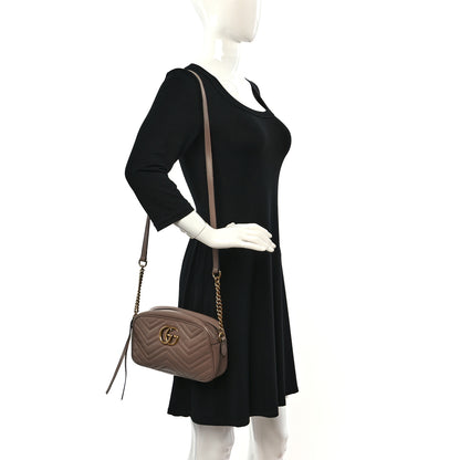 Gucci Calfskin Matelasse Small GG Marmont Chain Shoulder Bag Porcelain Rose 2 of 15